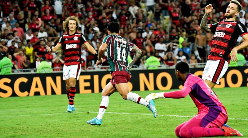 Germán Cano após marcar o primeiro gol