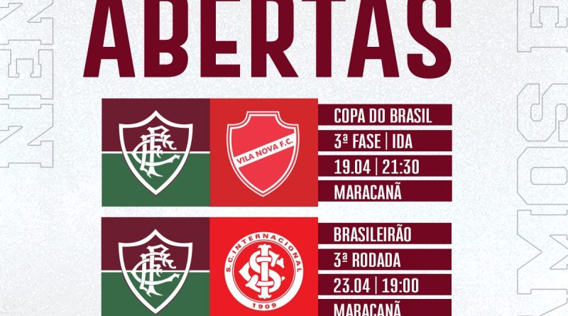 Abertura da venda de ingressos para próximos jogos do Flu no Maracanã