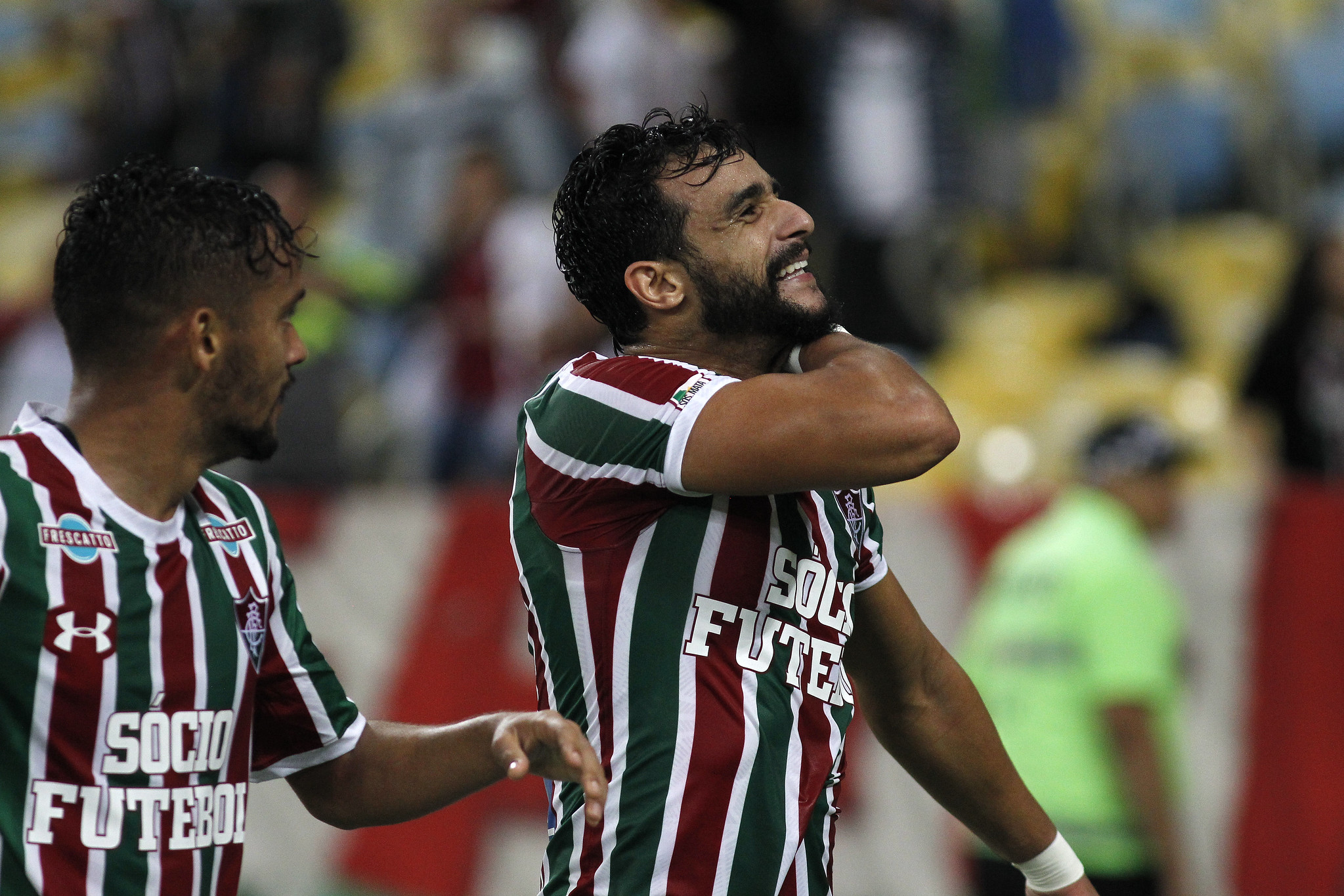 Henrique Dourado comemorando um dos gols pelo Fluminense em 2021