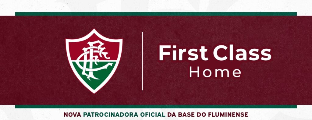 Fluminense anuncionando a First Class como nova patrocinadora da base