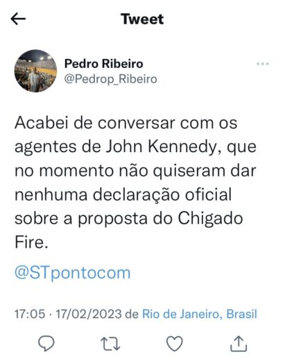 Chicago Fire faz proposta por John Kennedy, diz jornalista