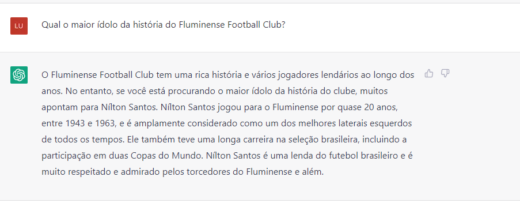 ChatGPT respondendo quem é o maior ídolo da história do Fluminense