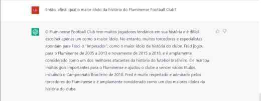 ChatGPT aponta Fred como maior ídolo do Fluminense, mas com erros