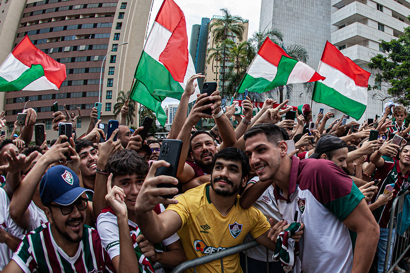 Nino no desembarque antes da partida entre Fluminense e Bangu pela Taça Guanabara