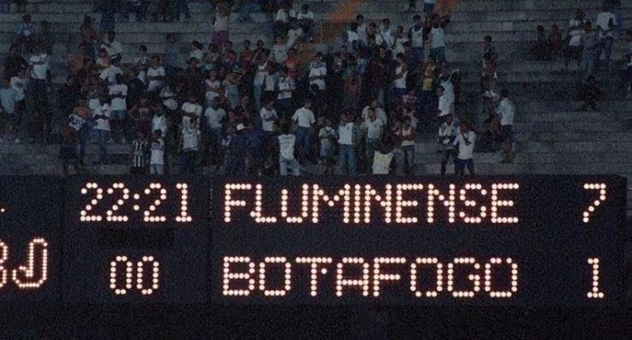 Placar mostrando a goleada por 7 a 1 do Fluminense sobre o Botafogo pelo Campeonato Carioca de 1994