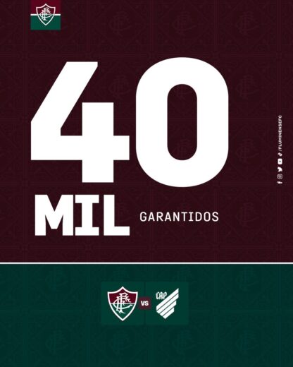 Fluminense confirma mais de 40 mil pessoas para o jogo contra o Athletico-PR