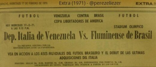 Deportivo Italia X Fluminense / Foto: Extra Venezuela 1971