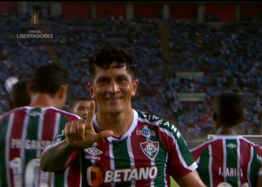 Cano comemora segundo gol contra o Sporting Cristal / Foto: Reprodução Fluminense
