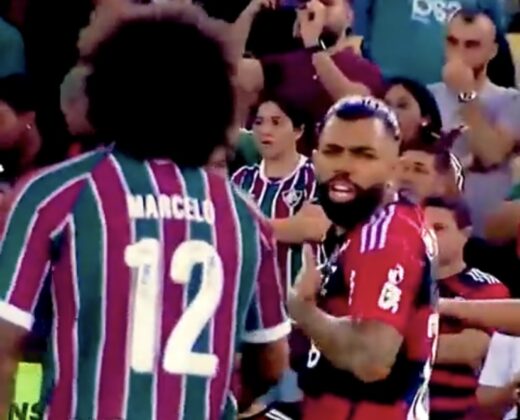 Gabigol “provoca” Marcelo mostrando patch da Copa do Brasil e lateral retruca com tatuagem da Champions 