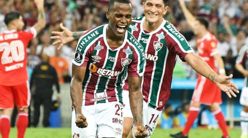 Arias e Cano comemoram gol em Fluminense 5 x 1 River Plate / Foto: Fluminense FC
