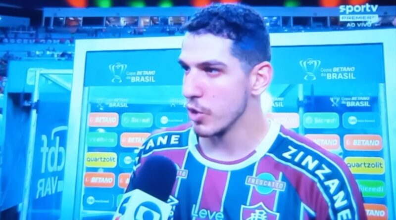 Nino em entrevista pós Fluminense 0 x 0 Flamengo pela Copa do Brasil / Foto: Reprodução Globo SporTV