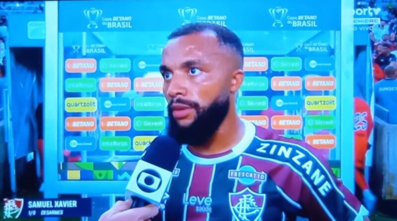 Samuel Xavier no intervalo de Fluminense x Flamengo pela Copa do Brasil / Foto: Reprodução Globo SporTV