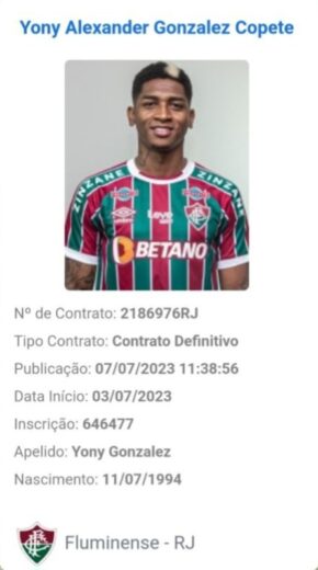 Yony González no BID / Foto: Reprodução Fluminense