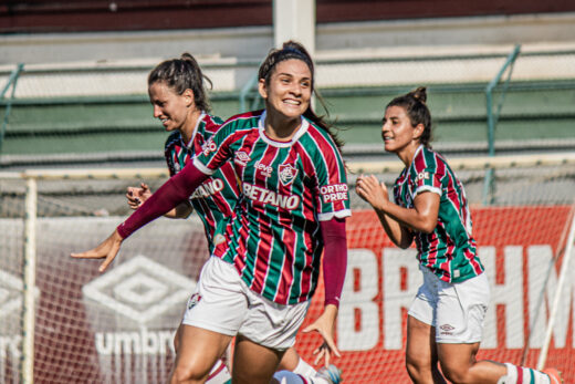 Isa Rangel comemora o segundo gol do Fluminense na partida. Foto: Marina Garcia / FFC