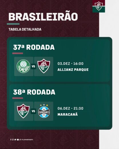 CBF confirma data e local das partidas contra o Palmeiras e Grêmio