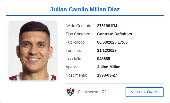 Jullián Millán aparece no BID da CBF e está liberado para estrear pelo Flu